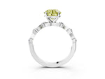 Fancy Yellow Round Cut Diamond Solitaire Ring in Silver with Twisted Ribbon Band and Round Accents_3