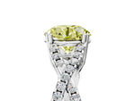 Fancy Yellow Round Cut Diamond Solitaire Ring in White gold with Interwoven Pavé Band and Prong Setting_5