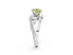 Fancy Yellow Round Cut Diamond Solitaire Ring in White gold with Pavé Twist Band and Prong Setting_2