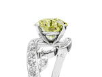 Fancy Yellow Round Cut Diamond Solitaire Ring in White gold with Pavé Twist Band and Prong Setting_5
