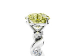 Fancy Yellow Round Cut Diamond Solitaire Ring in White gold with Twisted Ribbon Band and Round Accents_5