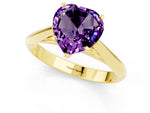 Heart Cut Amethyst Cathedral Solitaire Engagement Ring in Yellow gold with Prong Setting_1