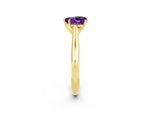 Heart Cut Amethyst Cathedral Solitaire Engagement Ring in Yellow gold with Prong Setting_2