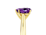 Heart Cut Amethyst Cathedral Solitaire Engagement Ring in Yellow gold with Prong Setting_5
