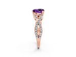 Heart Cut Amethyst Solitaire Ring in Rose gold with Interwoven Pavé Band and Prong Setting_2