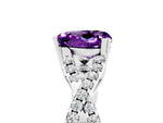 Heart Cut Amethyst Solitaire Ring in Silver with Interwoven Pavé Band and Prong Setting_11