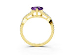 Heart Cut Amethyst Solitaire Ring in Yellow gold with Interwoven Pavé Band and Prong Setting_3