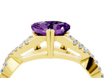 Heart Cut Amethyst Solitaire Ring in Yellow gold with Interwoven Pavé Band and Prong Setting_4