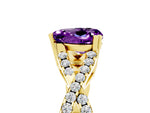 Heart Cut Amethyst Solitaire Ring in Yellow gold with Interwoven Pavé Band and Prong Setting_5
