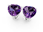 Heart Cut Amethyst Stud Earrings in White gold with Basket Setting_1