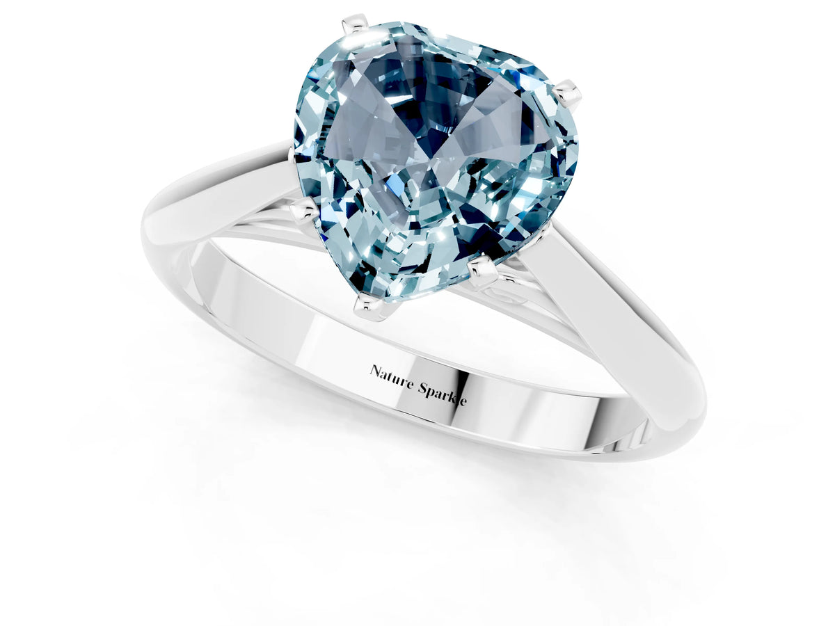 Heart Cut Aquamarine Cathedral Solitaire Engagement Ring in White gold with Prong Setting_1