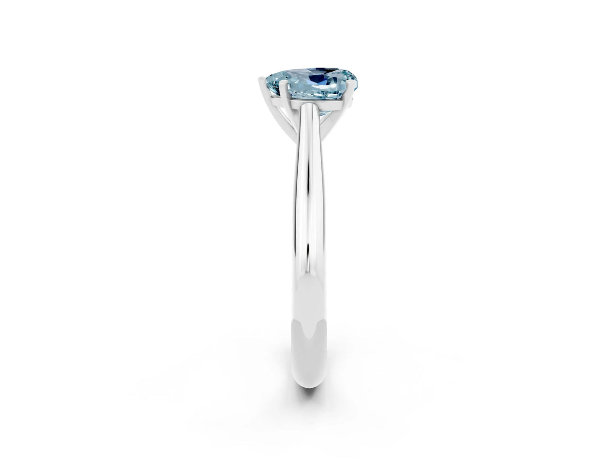 Heart Cut Aquamarine Cathedral Solitaire Engagement Ring in White gold with Prong Setting_2