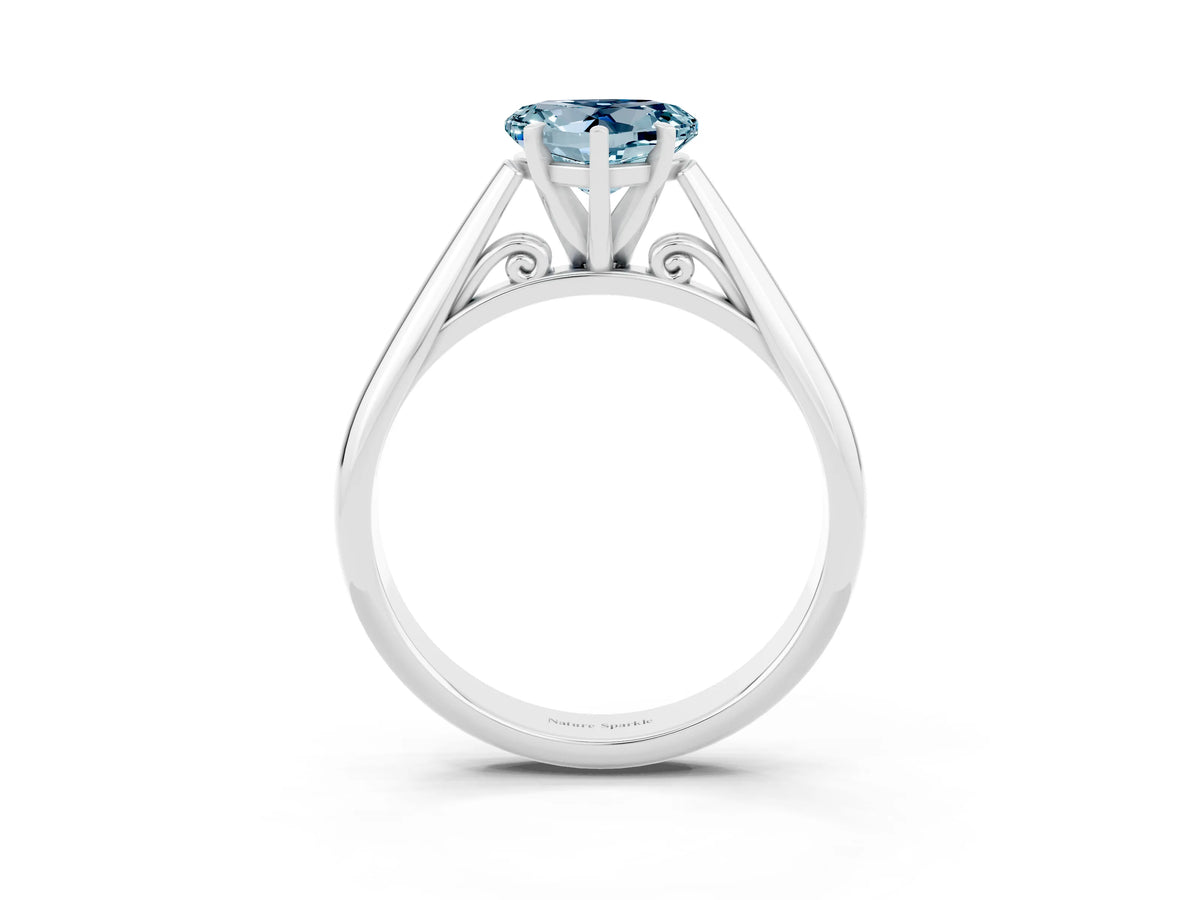 Heart Cut Aquamarine Cathedral Solitaire Engagement Ring in White gold with Prong Setting_3