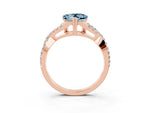 Heart Cut Aquamarine Solitaire Ring in Rose gold with Interwoven Pavé Band and Prong Setting_3