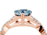 Heart Cut Aquamarine Solitaire Ring in Rose gold with Interwoven Pavé Band and Prong Setting_4