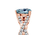 Heart Cut Aquamarine Solitaire Ring in Rose gold with Interwoven Pavé Band and Prong Setting_5