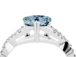 Heart Cut Aquamarine Solitaire Ring in Silver with Interwoven Pavé Band and Prong Setting_10