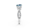 Heart Cut Aquamarine Solitaire Ring in Silver with Interwoven Pavé Band and Prong Setting_8