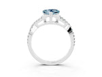 Heart Cut Aquamarine Solitaire Ring in White gold with Interwoven Pavé Band and Prong Setting_3