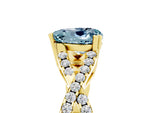 Heart Cut Aquamarine Solitaire Ring in Yellow gold with Interwoven Pavé Band and Prong Setting_5