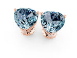 Heart Cut Aquamarine Stud Earrings in Rose gold with Basket Setting_1