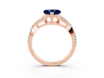 Heart Cut Blue Sapphire Solitaire Ring in Rose gold with Interwoven Pavé Band and Prong Setting_3