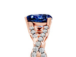 Heart Cut Blue Sapphire Solitaire Ring in Rose gold with Interwoven Pavé Band and Prong Setting_5