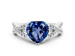 Heart Cut Blue Sapphire Solitaire Ring in Silver with Interwoven Pavé Band and Prong Setting_6