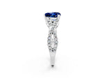 Heart Cut Blue Sapphire Solitaire Ring in Silver with Interwoven Pavé Band and Prong Setting_8