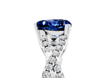 Heart Cut Blue Sapphire Solitaire Ring in White gold with Interwoven Pavé Band and Prong Setting_5