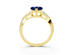Heart Cut Blue Sapphire Solitaire Ring in Yellow gold with Interwoven Pavé Band and Prong Setting_3