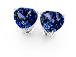 Heart Cut Blue Sapphire Stud Earrings in White gold with Basket Setting_1