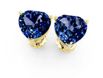 Heart Cut Blue Sapphire Stud Earrings in Yellow gold with Basket Setting_1