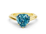 Heart Cut Blue Topaz Cathedral Solitaire Engagement Ring in Yellow gold with Prong Setting