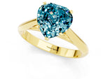 Heart Cut Blue Topaz Cathedral Solitaire Engagement Ring in Yellow gold with Prong Setting_1