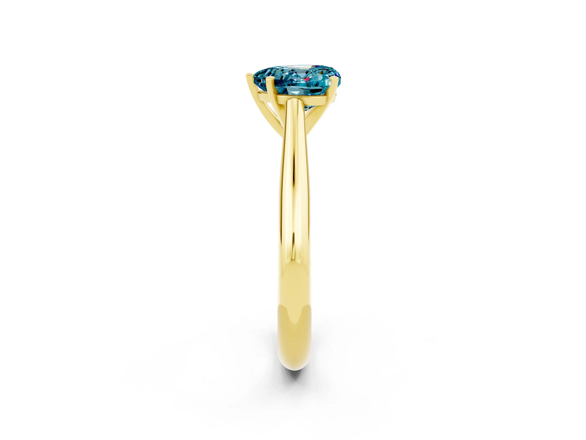 Heart Cut Blue Topaz Cathedral Solitaire Engagement Ring in Yellow gold with Prong Setting_2