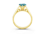 Heart Cut Blue Topaz Cathedral Solitaire Engagement Ring in Yellow gold with Prong Setting_3