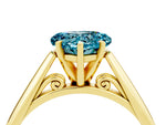 Heart Cut Blue Topaz Cathedral Solitaire Engagement Ring in Yellow gold with Prong Setting_4