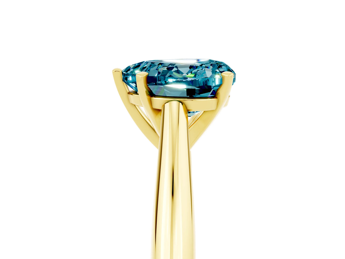 Heart Cut Blue Topaz Cathedral Solitaire Engagement Ring in Yellow gold with Prong Setting_5