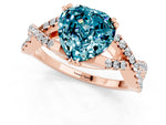 Heart Cut Blue Topaz Solitaire Ring in Rose gold with Interwoven Pavé Band and Prong Setting_1