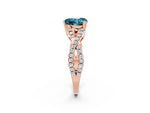 Heart Cut Blue Topaz Solitaire Ring in Rose gold with Interwoven Pavé Band and Prong Setting_2
