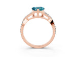 Heart Cut Blue Topaz Solitaire Ring in Rose gold with Interwoven Pavé Band and Prong Setting_3