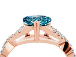 Heart Cut Blue Topaz Solitaire Ring in Rose gold with Interwoven Pavé Band and Prong Setting_4
