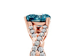 Heart Cut Blue Topaz Solitaire Ring in Rose gold with Interwoven Pavé Band and Prong Setting_5