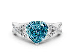 Heart Cut Blue Topaz Solitaire Ring in Silver with Interwoven Pavé Band and Prong Setting_6