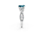 Heart Cut Blue Topaz Solitaire Ring in White gold with Interwoven Pavé Band and Prong Setting_2