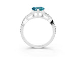 Heart Cut Blue Topaz Solitaire Ring in White gold with Interwoven Pavé Band and Prong Setting_3
