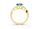 Heart Cut Blue Topaz Solitaire Ring in Yellow gold with Interwoven Pavé Band and Prong Setting_3