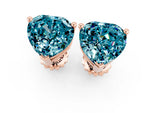Heart Cut Blue Topaz Stud Earrings in Rose gold with Basket Setting_1