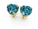 Heart Cut Blue Topaz Stud Earrings in Yellow gold with Basket Setting_1